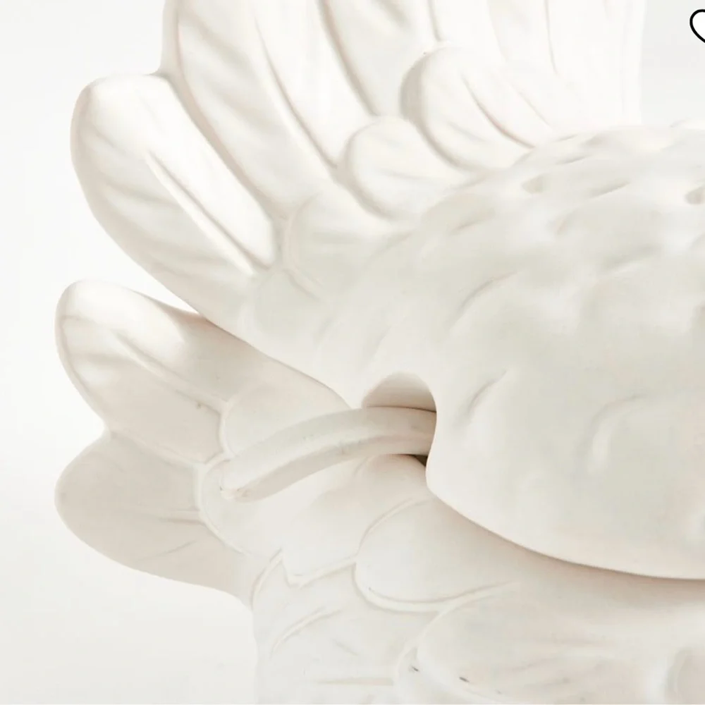 POTTERY BARN Thanksgiving Rustic Turkey Tureen w/ Ladle White & Beige NEW IN BOX